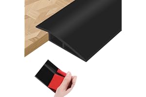 LSGCQ Perfil de transición para suelo tira de umbral adhesivo PVC perfil transición suelo desnivel para umbrales de puertas alfombras (Negro, 10mm×1m)