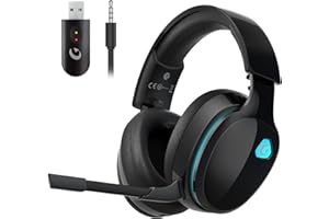 Gvyugke 2,4 GHz Wireless Gaming Headset für PC, PS5, Mac, Switch, Bluetooth Kabelloses Kopfhörer mit abnehmbarem Mikrofon mit Geräuschunterdrückun