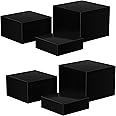 Famyards Buffet Risers, Food Risers for Buffet Table, 6PCS Black Acrylic Cube Display Nesting Risers with Hollow Bottoms, Food Display Risers Acrylic Boxes Stand Shelf for Catering Dessert