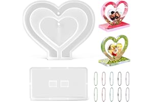BSTDAYEVER Epossidica a Forma di Cuore Riutilizzabile 2pcs Stampi Resina per Cornici Fotografiche Flessibile Cornice per Foto in Resina Epossidica Lavabile 18.6x15.4cm per Fai Da Te Decorazione per Casa