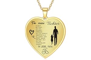 YOTHIWAD Halskette für Tochter herz anhänger Tochter Kette mit inspirierendem Text an meine tochter Halskette Schmuck Geschenke für Tochter von Mama Papa