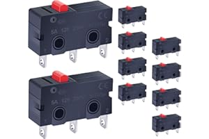 Taiss 10 Pcs Mini Micro Switch AC 125-250V 5A 3 Pins Red Cherry Arcade Limit Switch SPDT 1 NO 1 NC KW11-3Z-01