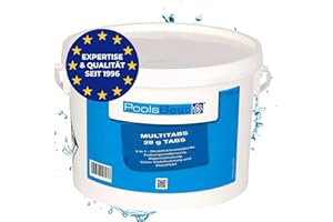PoolsBest 3kg Chlor Mini Multitabs 5 in 1 I 20g Mini Chlortabletten für Pool/Whirlpool/Aufstellpool & Planschbecken I All in One Poolpflege Tabs I Reinigungstablette für Pools bis 20m³