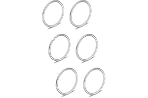 Briana Williams 6piezas Fake Anillo de la nariz Aro Septum Tragus Cartílago Pendiente Aro Piercing 22G 20G 18G 16G 6/8/10/12mm Acero inoxidable Faux Joyería Piercing