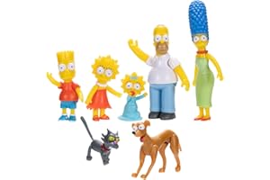 DISNEY THE SIMPSONS Action Figures Family Multi-Pack 6.35cm Scale Figures by JAKKS Pacific, Includes Homer, Marge, Bart, Lisa, Maggie, Santa’s Little Helper, and Snowball II