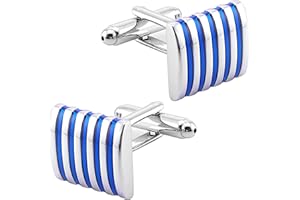 Jonwo Classic Silver Square Cufflinks In Gift Box 5 Stripes Cuff Links Set for Men Lady Business Wedding Party Anniversary