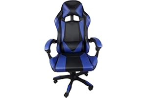 SEDAM SRL Sedia da Gioco Poltrona da Gaming per Ufficio Videogiochi Reclinabile Imbottita ergonomica scrivania PC Computer Xbox Playstation (Nero & Azzurro)