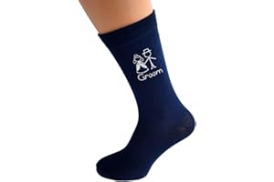 GTR - SOCKS Navy Blue Wedding Socks with Bride & Groom Cartoon Figures UK Mens and Child Socks in Various Roles - X6S224-001 (Groom)