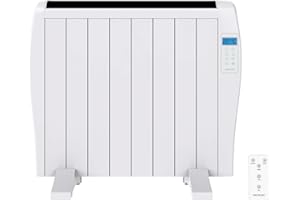 Cecotec Radiador Eléctrico Bajo Consumo Ready Warm 1800 Thermal 8 Elementos, 1200W, De pared o pie, 3 Modos, Temporizador, Mando a Distancia, Pantalla LED, Blanco