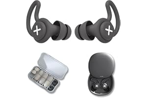 DGSLWH 1 para Zatyczki do uszu, wielokrotnie używane Zatyczki do uszu silikonowe z redukcją hałasu 40dB, 5 par wymiennych końcówek do uszu (silikon, gąbka), wygodne do snu, podróży i studiowania (czarne)