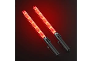 RoadHero 2 Pack Traffic Baton, 21 Inch LED Traffic Control Wand with 2 Flashing Modes, Safety Light Wand with Side Clip for Airport, Parking, Car Directing