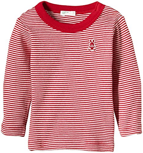 United Colors of Benetton Baby-Boys Navy Long Sleeve Striped Polo Shirt, Red, 6 to 9 months (Manufacturer Size: 68 cms)