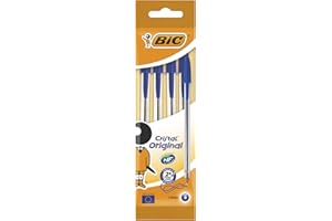 ‎BIC BIC Kugelschreiber Cristal Original, in Blau, Strichstärke 0,32 mm, 4er Pack, Ideal für das Büro, das Home Office oder die Schule
