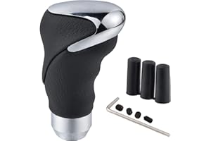 Padaodao Leather Gear Knob Lever Stick Shifter Handle Shift Knobs for Most Manual Automatic Vehicles SUV Cars, Black