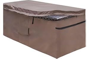 MunteLock Funda Impermeable para Arcón de Jardín, Cubierta para Baúl Almacenaje Exterior con Respiradero y Tapa con Cremallera, 420D Oxford Marrón (130 x 71 x 67 cm)