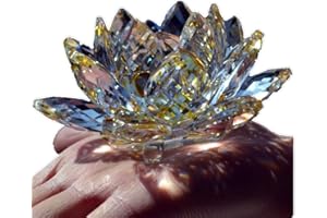 TYGJB Feine Quarz Kristallglas Lotus Blume Natursteine Mineralien Feng Shui Kugel Kristalle Blumen Hochzeit Souvenirs (Gelb)