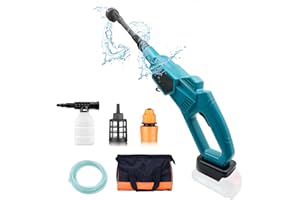 IKEBORM Akku Hochdruckreiniger für Makita 18V Akku BL1850,6-in-1 Mobiler Hochdruckreiniger mit Multi-Sprühdüse, 5M Schlauch,Hochdruck-sprühwasserpistole,für Auto, Garten(Ohne Akku)