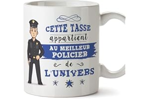 Mugffins Policier Tasses Originales de café et Petit-déjeuner à Donner Travailleurs Professionnels - Cette Tasse Appartient au Meilleur Policièr de l'univers - Céramique 350 ML