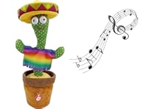 Dancing, Singing and Shaking Cactus Plush Toy- Repeat Whatever You Said, With 120 English Songs for Kids (No Batteries) （Mexi