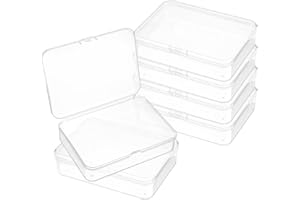 KFHENSOMR 6 Stück Plastik Aufbewahrungsboxen, 10,5x7,5 cm Klare Rechteckige Box für Perlen Schmuck Kleine Gegenstände Spielteile Bastelzubehör Schulbedarf Hardware