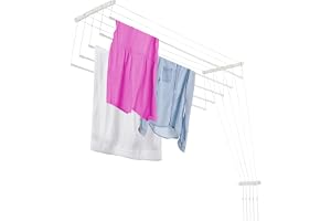 KADAX Taktorkare, 9,5 m torryta, torktumlare för taket med 5 stänger, väggtork med stålpinnar, taktork lastkapacitet upp till 10 kg (vit/190 cm)