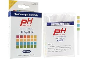 UEOMUL Strisce pH universali 100pcs Cartine Test Acqua con intervallo completo 0 a 14, Test PH rapido per piscine acqua potabile, laboratori, acquari, palestre