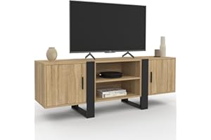 IDMarket - Meuble TV 140 cm Phoenix 2 Portes Bois et Noir