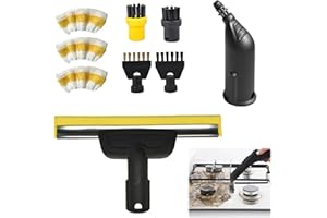 TECHVIZRS 9 Stück für Kärcher Dampfreiniger Zubehör SC1 SC2 SC3 SC4 SC5, Rundbürste, Flachbürste, Gebogene Düse, Hand-Dampfbürste, Reinigungstuch-Bezug für Kärcher Dampfreiniger (9 Stück)