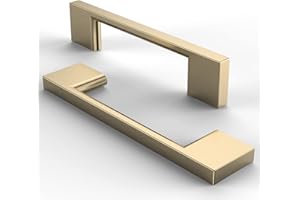 FURNIWARE 10 uchwytów meblowych, szczotkowane uchwyty do szafek ze stali nierdzewnej, uchwyty kuchenne, uchwyt meblowy do szuflady,szczelina między otworami 96 mm-szczotkowany mosiądz