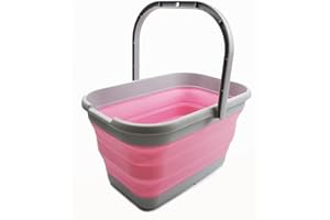 SAMMART Cubo práctico rectangular y plegable de 12 L (1, gris/rosa fucsia)