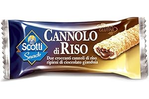 RISO SCOTTI SPA Snack Cannolo di Riso senza Glutine Ripieno di Cioccolato Gianduia 25G, L’imballagio può variare