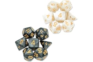 KEWUF Dadi poliedrici, 14 pezzi Set di Dadi Poliedrici Dadi da Tavolo in Poliedrico, Dungeons And Dragons Set di Dadi da Giochi di Ruolo con 6 Borse di Velluto Nero per DND RPG MTG D4 D8 D10 D12 D20