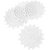 Kilofly - Tovagliette in cotone all'uncinetto, con pizzo, confezione da 4 pezzi, colore: bianco, rete 15,2 cm