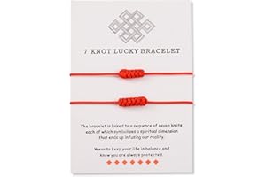 CheersLife 2 Pezzi Filo Rosso Del Destino Cruciani Braccialetti Bracciale Rosso Bracciali 7 Nodi Tibetanotibetani Regolabile Braccialetto Portafortuna Adatto A Uomini Donne