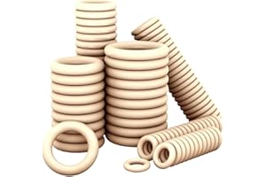 BELUGSIN 100 Pezzi Anello in Legno Naturale per Decorazioni Anello Legno Non Rifinito 5 Taglie Anelli Legno Macrame Anelli Artigianali per DIY Creazione Gioielli Connettori Ciondoli e Anelli