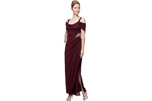 Alex Evenings Sukienka na specjalną okazję Kobiety Long Cold Shoulder Dress, Mother of the Bride, Formal Events (Petite and Regular Sizes) (1 w zestawie)