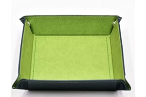 HDDAIS Folding Dice Tray - Mini Leather Dice Holder Game Rolling Tray for D&D, RPG, Yahtzee, Farkle, Bunco (Green)