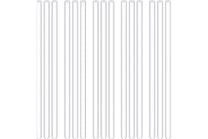 Swpeet 15Pcs Diamete 6mm Length 300mm White Acrylic Dowel Rods Assortment Kit, Clear Acrylic Round Solid Bar DIY Model Material Acrylic Round Stick for Model Making DIY Crafts