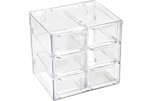 KASLAIDER Trasparente Organizer da Scrivania, Mini Cassettiera Portaoggetti con 6 Cassettini, Impilabile Piccoli Cassetti Portaoggetti Plastica per Cosmetici Gioielli Cucito Accessori