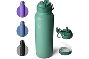 BOTTLEBOTTLE BOTTLE BOTTLE Borraccia sportiva da 1180 ml, in acciaio inox, con cannuccia e portapillole (verde)