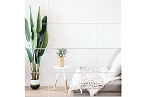 EASYVIBE Full Length Acrylic Mirror Tiles 30cm x 30cm x 16 Pcs, Toddler Mirror Unbreakable Non Glass Safety Plastic Mirrors for Children, Frameless Preschool Mirrors for Classroom Kids Mirror Self Adhesive