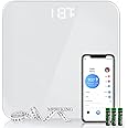 Digital Bathroom Scale, Highly Accurate Digital Body Weight Scale with Bluetooth & Lighted LED Display, Round Corner Design(White)