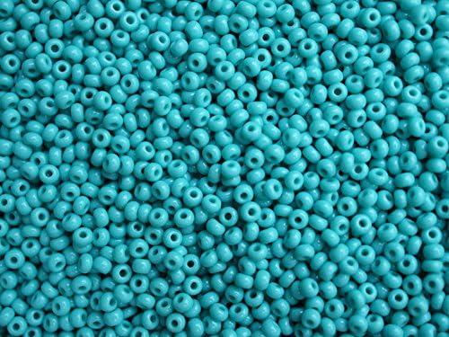 20gr 8/0 Preciosa Czech Round Glass Seed Beads, with Round hole, Blue Turquoise Opaque