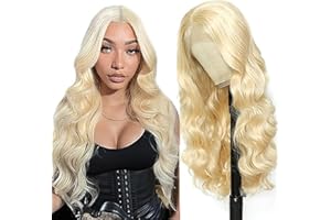 Hxxcoup Lace Front Wig 13x1 Peluca Mujer Pelo Natural Blonde Body Wave Wig 613 Peluca Pelo Natural Mujer Humano Glueless Wig Natural Brasileña Humano Grade 8A Unprocessed Virgin Hair 30 Inch