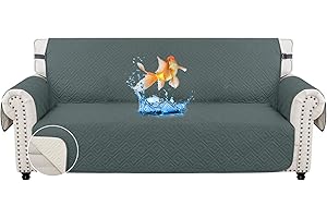 MAXIJIN Sofa Covers Waterproof Sofa Slipcovers Non-Slip 3 Seater Sofa Protectors with Elastic Straps Reversible Universal Couch Covers for Dogs, Pets, kids (Dark Grey, 3 Seater)
