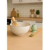 Matchiva Geleneksel Japon Matcha Seti, 4 Par&ccedil;a, Seramik Kase, Bambu &Ccedil;ırpıcı, &Ccedil;ırpıcı Standı, Bambu Kaşık, Beyaz ve Yeşil