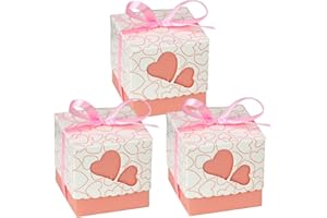 Allbusky 50PCS Paper Candy Boxes, Paper Favour Boxes, Party Gift Bags, Creative Paper Treat Boxes, Heart Pattern Party Packs Party Decorations