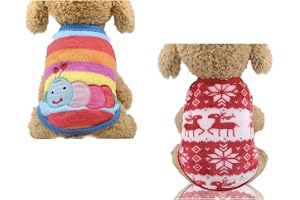 KUTKUT Set of 2 Puppy & Kitten Clothes for Small Dog & Cat Boy Girl Winter Warm Cute Sweaters for Shihtzu Puppy, Maltese, Kittens Male Female (Size: L, Chest: 45Cm, Back Length: 35Cm, Multicolor)
