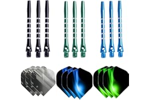 Haosell 9 pcs Dart Flights Dart Fly + 9 Darts Shafts Aluminium alu Dart Schäfte + 12stk Dart gummiringe Dart Zubehör +12 pcs Darts Shafts Federringe. Dartpfeil-Schäfte für Soft/Steel Dartpfeile