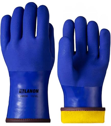 Gants De Travail Hiver LANON - Imperméables PU, Doublure Polaire, Antidérapants - Pour Congélateur, Plein Air, Taille L